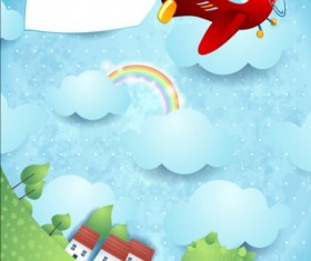 Beautiful countryside scenery cartoon vector 07