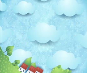 Beautiful countryside scenery cartoon vector 09