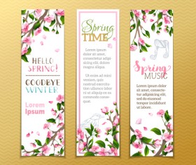 Beautiful flower with spring banners vector 03
