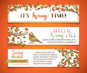 Beautiful flower with spring banners vector 04