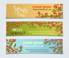 Beautiful flower with spring banners vector 05