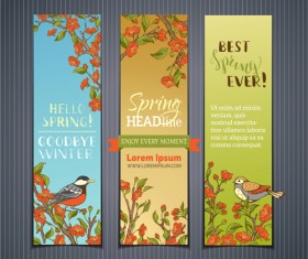 Beautiful flower with spring banners vector 06