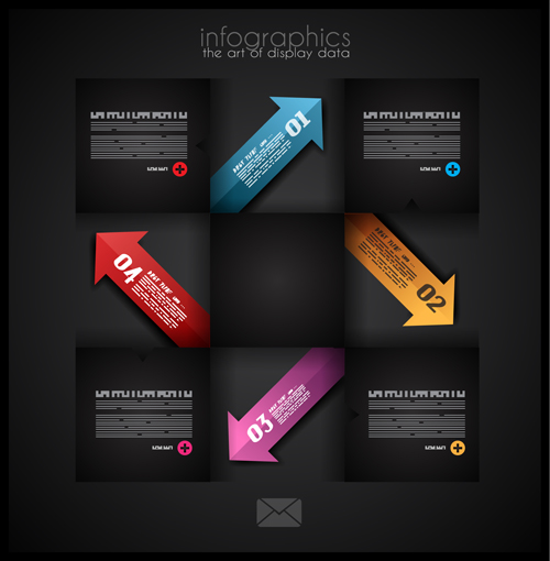 Black Infographics creative vector set 02