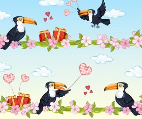Black bird with love card vector