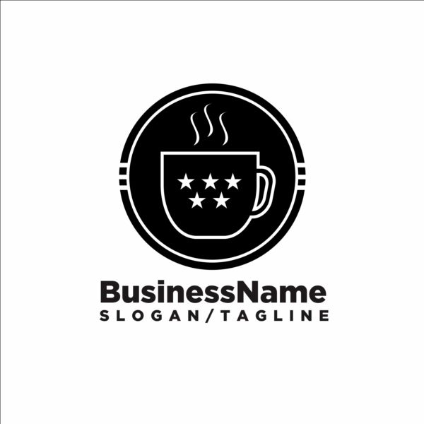 Black coffee logos design vector 01