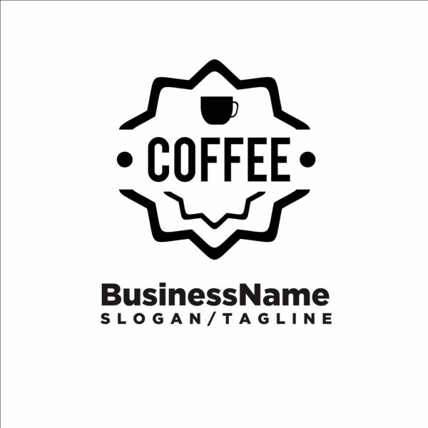 Black coffee logos design vector 03