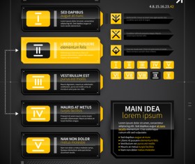 Black with yellow tech infographic vector 01