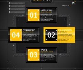 Black with yellow tech infographic vector 02