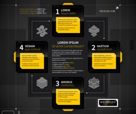 Black with yellow tech infographic vector 04