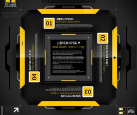 Black with yellow tech infographic vector 05