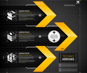 Black with yellow tech infographic vector 07