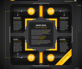Black with yellow tech infographic vector 09