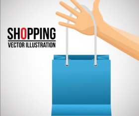 Blue shopping bags vector background