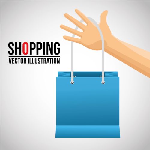 Blue shopping bags vector background
