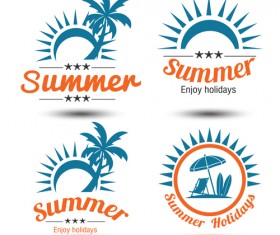 Blue summer holiady labels vector set 01