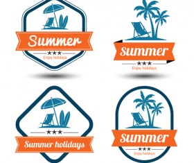 Blue summer holiady labels vector set 03