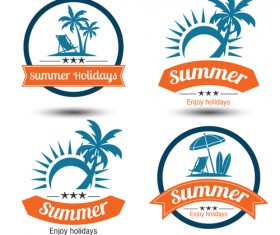 Blue summer holiady labels vector set 04