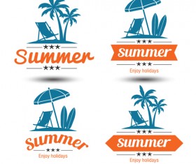 Blue summer holiady labels vector set 05