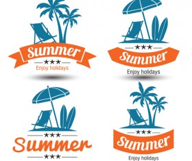 Blue summer holiady labels vector set 06