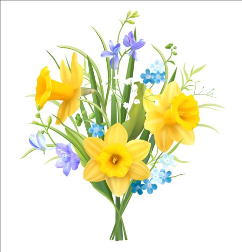 Blue with yellow flower beautiful vector