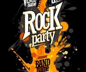 Blur guitar rock party poster black vector
