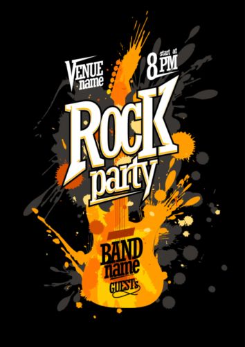 Blur guitar rock party poster black vector