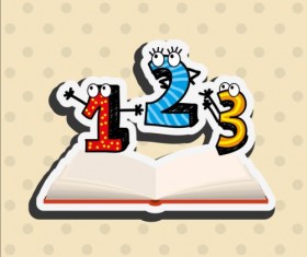 Book and funny number vector sticker