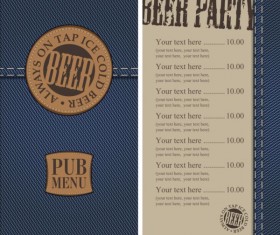 Brewery menu with denim textures vector 01