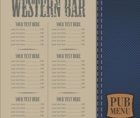 Brewery menu with denim textures vector 02