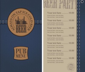 Brewery menu with denim textures vector 03