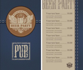 Brewery menu with denim textures vector 04