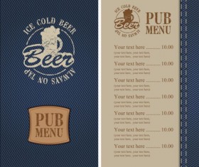 Brewery menu with denim textures vector 07