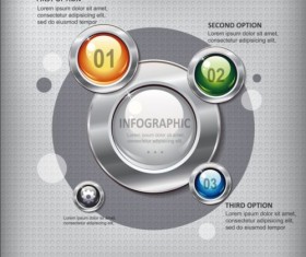 Business infographic with metal button vector 01