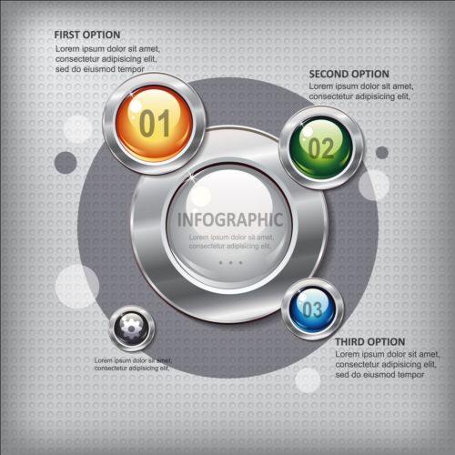 Business infographic with metal button vector 01