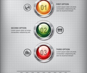 Business infographic with metal button vector 02