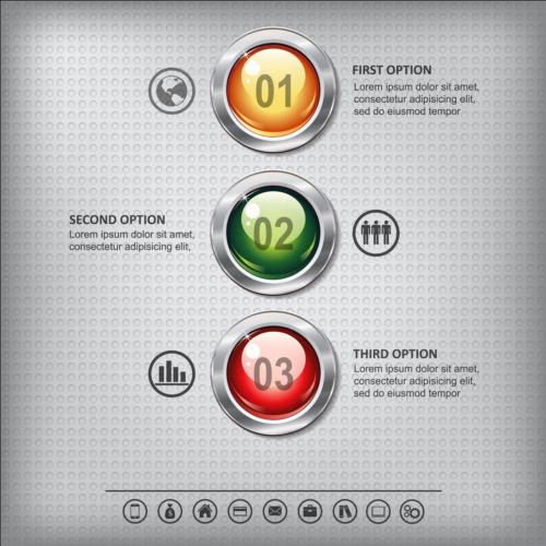 Business infographic with metal button vector 02