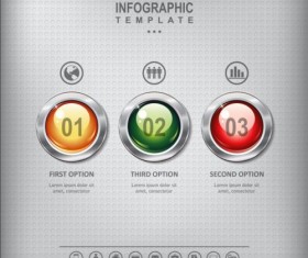 Business infographic with metal button vector 03