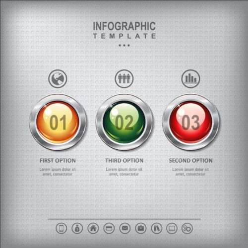 Business infographic with metal button vector 03