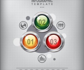 Business infographic with metal button vector 04