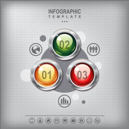 Business infographic with metal button vector 04