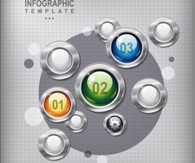 Business infographic with metal button vector 05