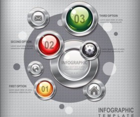 Business infographic with metal button vector 06