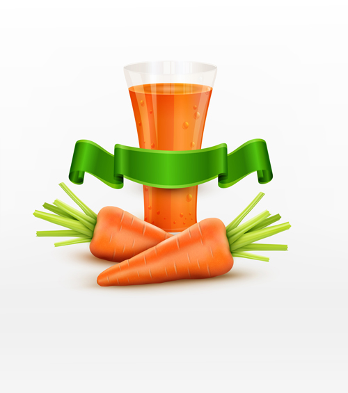 Carrot juice with green ribbon vector