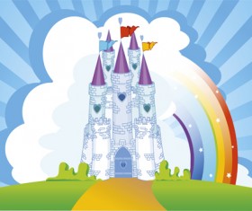 Cartoon castles scenery vector 01