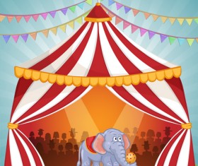 Cartoon circus tent and animals design vector 02