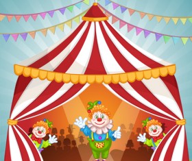 Cartoon circus tent and animals design vector 05