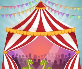 Cartoon circus tent and animals design vector 08