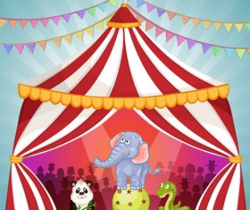 Cartoon circus tent and animals design vector 04 free download