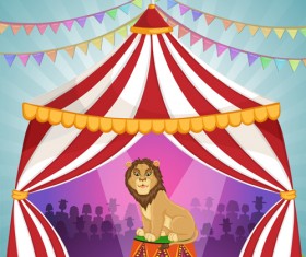 Cartoon circus tent and animals design vector 10