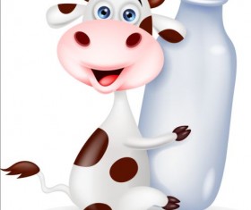 Cartoon cow with bottle vector